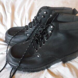 Honchos Mens Black Leather Work Boots Size 12 Pre Owned